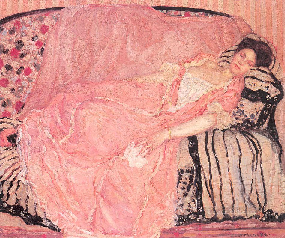 Portrait of Madame Gely On the Couch Impressionist women Frederick Carl Frieseke Oil Paintings